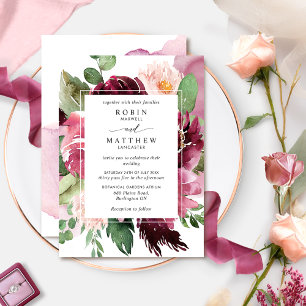 Elegant Berry, Burgundy Pink Floral Wedding Invitation