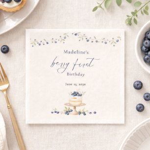 Elegant Berry First Blueberry Birthday Party Napkin