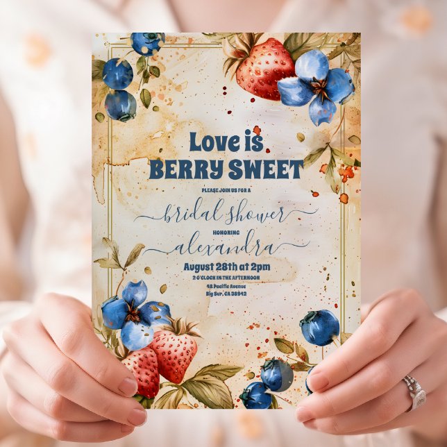 Elegant Berry Sweet Strawberry Bridal Shower  Invitation (Creator Uploaded)