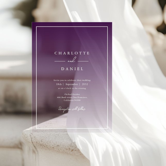 Elegant Berry Violet Gradient Acrylic Wedding Acrylic Invitations (Elegant Berry Violet Gradient Acrylic Wedding Acrylic Invitations)