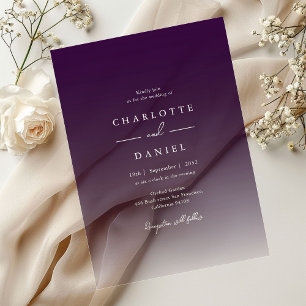 Elegant Berry Violet Gradient Acrylic Wedding Acrylic Invitations