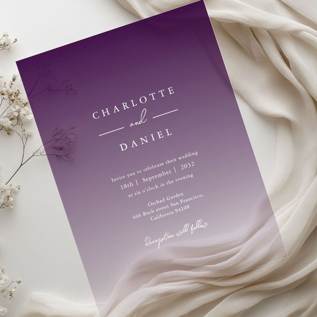 Elegant Berry Violet Gradient Acrylic Wedding Invitations (Elegant Berry Violet Gradient Acrylic Wedding Invitations)