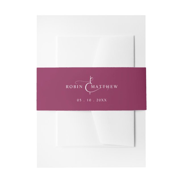 Elegant Berry Wedding  Invitation Belly Band (Front Example)