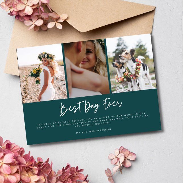 Elegant Best Day Ever Photo Wedding Thank You Card (Elegant Best Day Ever Photo Wedding Thank You)