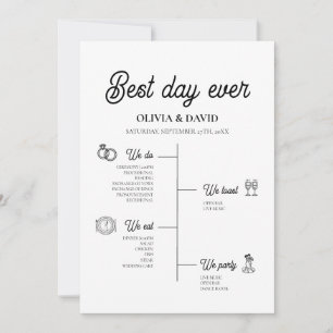 Elegant Best Day Ever Wedding Timeline Program