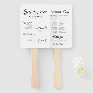 Elegant Best Day Ever Wedding Timeline Program Hand Fan