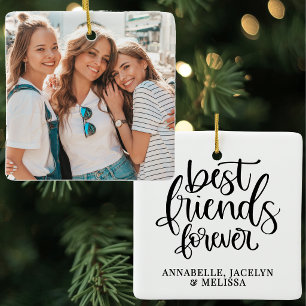 Elegant Best Friends Forever Photo Ceramic Ornament