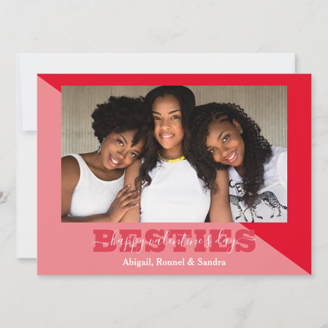 Elegant Best Friends galentine's day Bestie photo Holiday Card (Front)