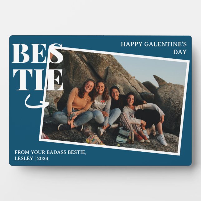 Elegant Best Friends Galentine's day Bestie photo Plaque (Front)