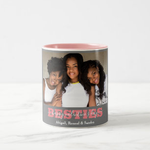 Elegant Best Friends galentine's day Bestie photo Two-Tone Coffee Mug