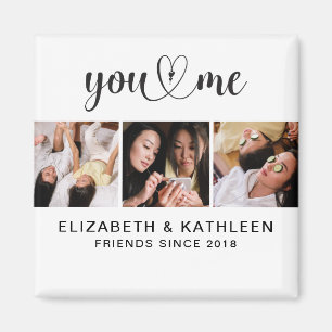 Elegant Best Friends Script Photo Collage Magnet
