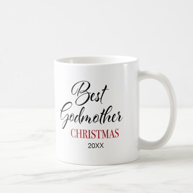 Elegant Best Godmother Christmas Photo Coffee Mug (Right)
