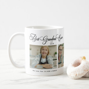 Elegant  Best Grandma Ever 4 Photo Collage Heart  Coffee Mug