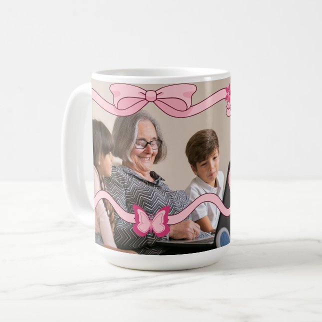 Elegant Best Grandma Ever Grandkids Dusty Pink Coffee Mug (Front Left)