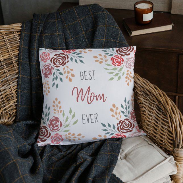 Elegant Best Mum Ever Floral Mother’s Day Cushion (front)