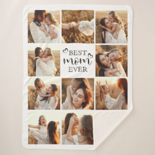 Elegant Best Mum Ever Instagram Photo Collage Sherpa Blanket