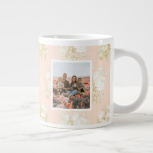 Elegant Best Nana Floral Pink Photo Mothers Day Large Coffee Mug