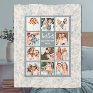 Elegant Besties BFF Photo Collage with Names Fleece Blanket