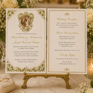 Elegant Betrothal Catholic Wedding Floral  Invitation