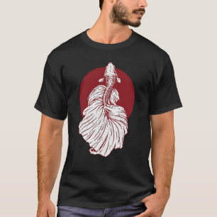 Elegant Betta Fish Japanese Red Sun Minimalist Art T-Shirt