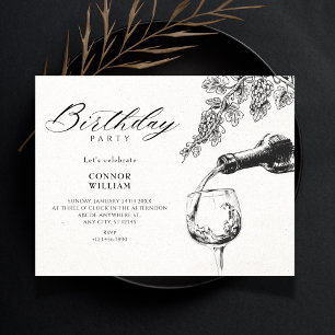 Elegant beverage wine birthday invitation