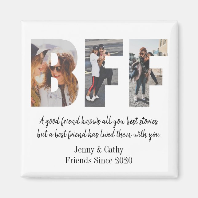 Elegant BFF Photo Collage Best Friend Chic Besties Magnet (Front)