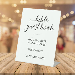 Elegant Bible Wedding Guest Book Pedestal Sign