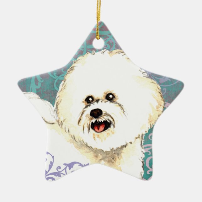 Elegant Bichon Frise Ceramic Ornament (Front)