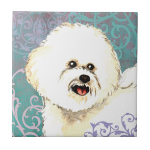 Elegant Bichon Frise Ceramic Tile