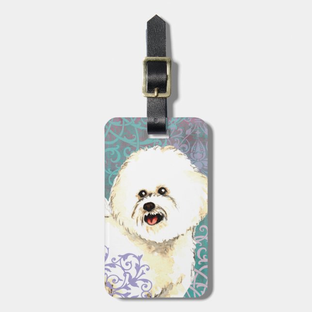 Elegant Bichon Frise Luggage Tag (Front Vertical)