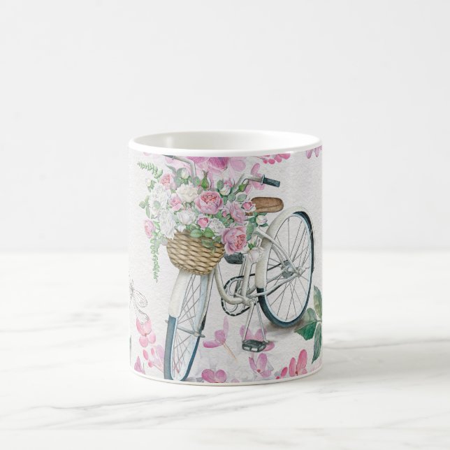 Elegant Bicycle and Flowers Coffee Mug (Center)