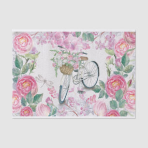Elegant Bicycle and Flowers Tissue Paper