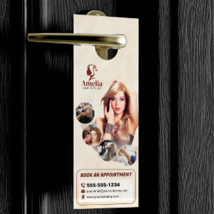 Elegant Biege Hair Stylist Salon Makeup Waxing Door Hanger