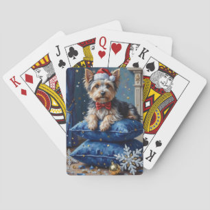 Elegant Biewer Terrier Dog Velvet Christmas Playing Cards