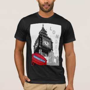 Elegant Big Ben Clock Tower London Red Telephone T-Shirt