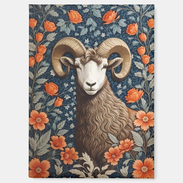 Elegant Big Horn Sheep William Morris Inspired  Magnet (Front)