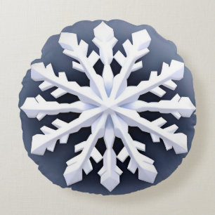 Elegant Big Snowflake Round Cushion