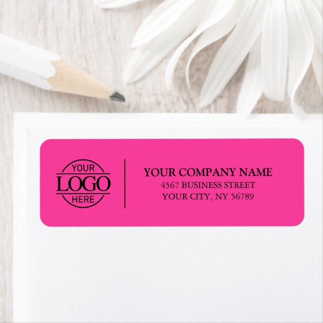 Elegant Bight Pink Business Logo Return Address Label (Insitu)