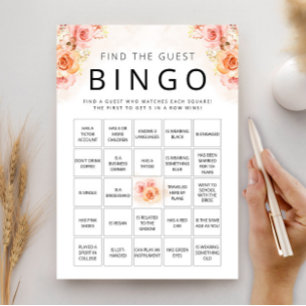 Elegant Bingo Peach Greenery Bridal Shower Card