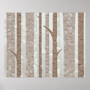 Elegant Birch Trees Forest Acrylic Artwork Poster