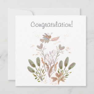 elegant bird and plants Flat Card