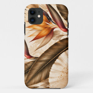 Elegant Bird of Paradise & Ginkgo Botanical Artwor iPhone 11 Case