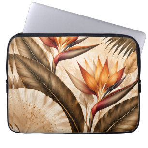 Elegant Bird of Paradise & Ginkgo Botanical Artwor Laptop Sleeve