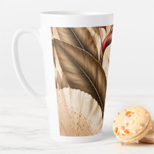 Elegant Bird of Paradise & Ginkgo Botanical Artwor Latte Mug