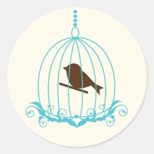 Elegant Birdcage Classic Round Sticker