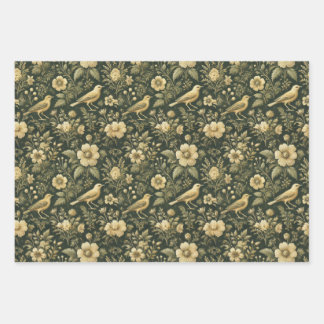 Elegant Birds & Floral Vintage Wrap & Decoupage Wrapping Paper Sheet