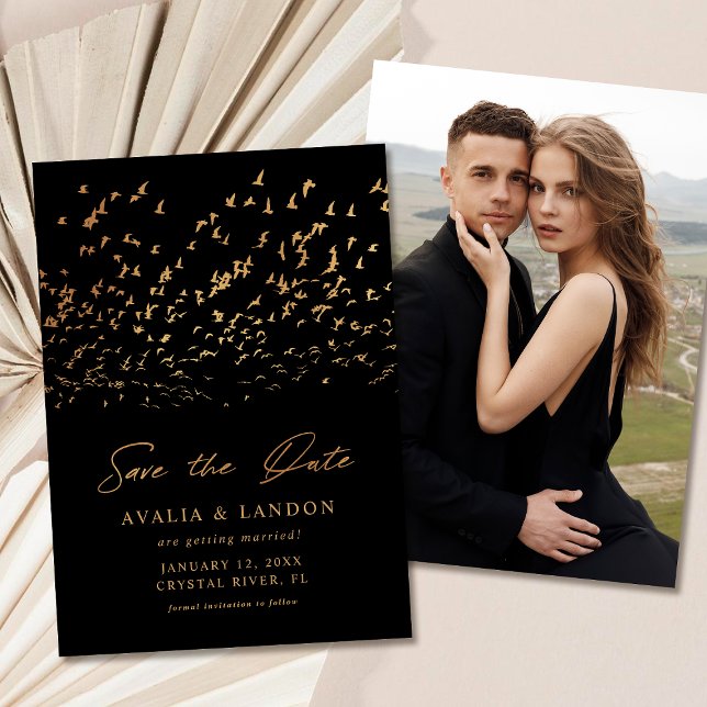 Elegant Birds of a Feather Photo Wedding Save The Date (Creator Uploaded)