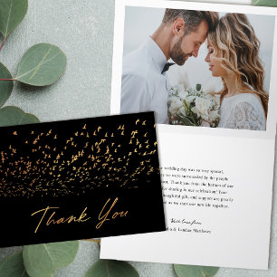 Elegant Birds of a Feather Photo Wedding  Thank You Card