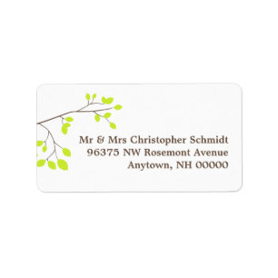 Elegant Birds On a Branch Purple and Green RSVP Label
