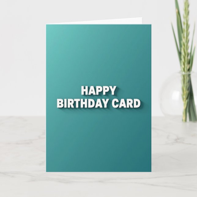 Elegant Birthday 3D Text Card (Front)